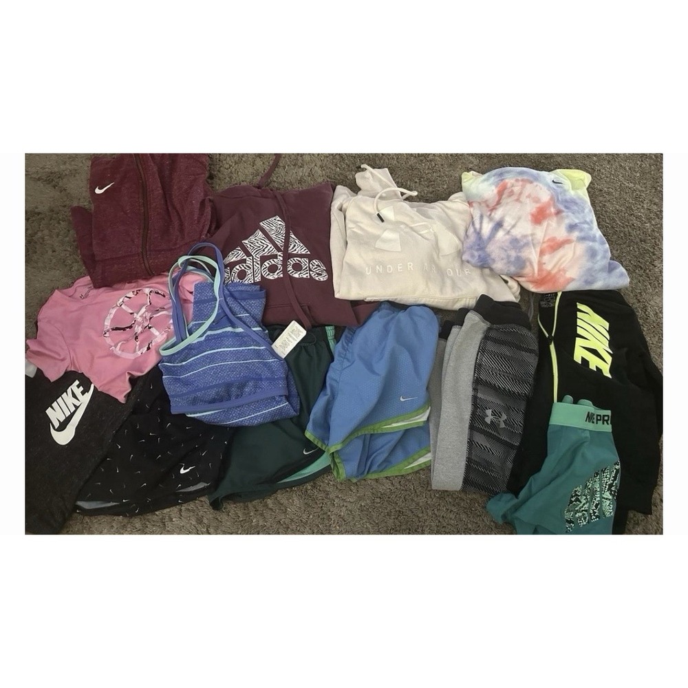 Nike Under Armour Adidas Lot Of 13 Womens Girls Boys.EUC Mystery Box Tank Hoodie
